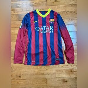 Nike FC Barcelona Home 2013-2014 Season Long Sleeve Messi Jersey